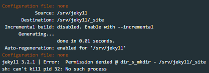 Error: Permission denied @ dir_s_mkdir - /srv/jekyll/_site
